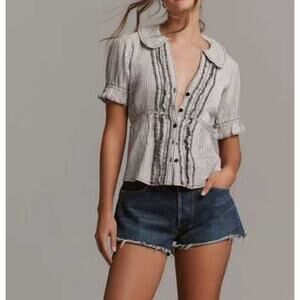 Anthropologie Pilcro The Keira Blouse XS Collared Button Front Casual NWT